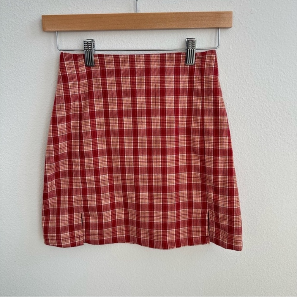 Kate Quinn Red and Cream Plaid Mini Skirt